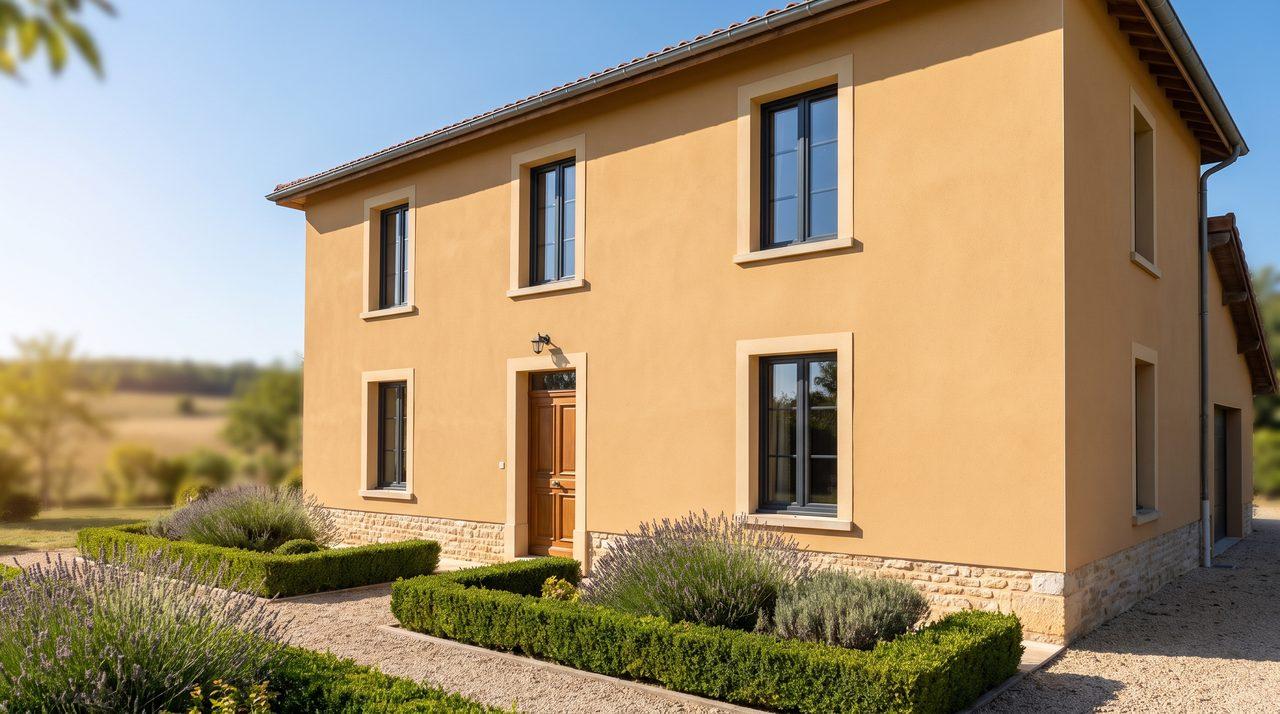 Maison avec façade isolée par l’extérieur et enduit neuf