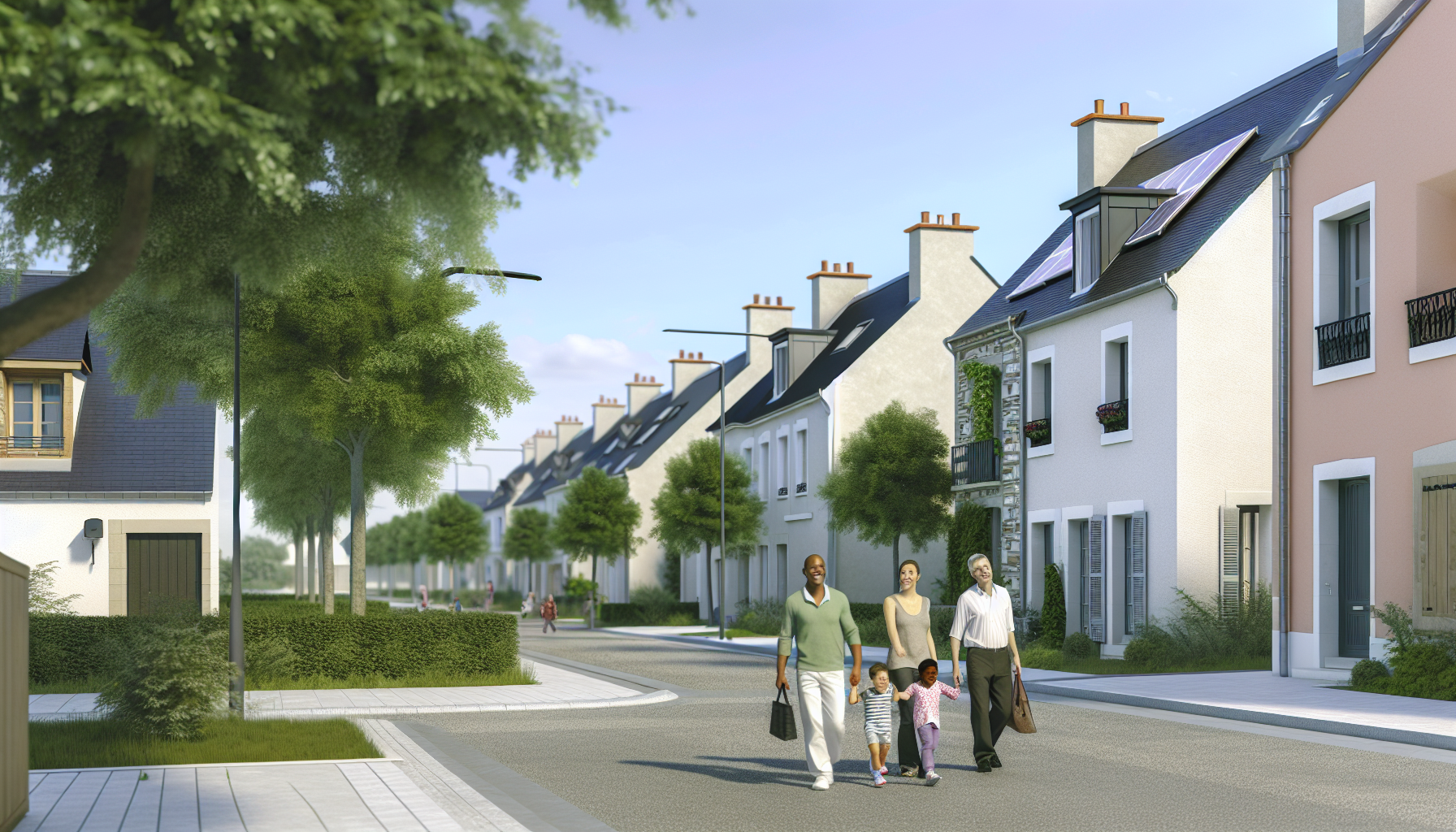 Rue de maisons isolees par l exterieur