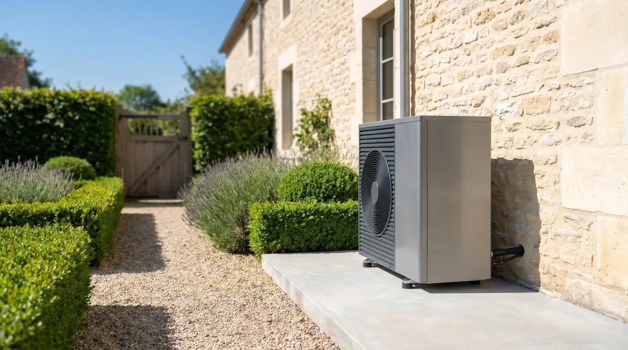 Pompe à chaleur air-eau devant une maison